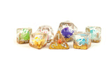 16mm Resin Poly Dice Set: Rainbow Dinosaur MET 757