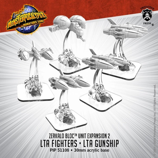Monsterpocalypse: Zerkalo Bloc Unit - LTA Fighters and LTA Gunship PIP 51108