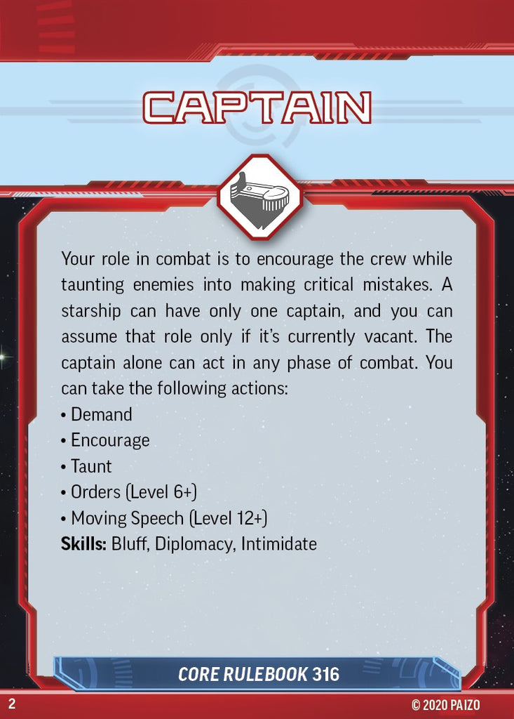 Starfinder: Starship Combat Reference Cards PZO 7418