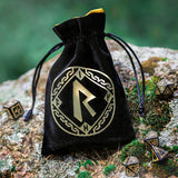 Runic Black & Golden Velour Dice Bag QWS BRUN121