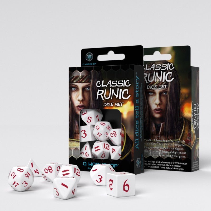 Classic Runic White & Red Dice Set (7) QWS SCLR26