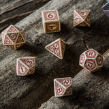 Viking Beige & Burgundy Dice Set (7) QWS SVIK87