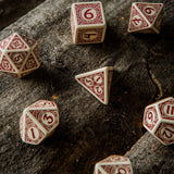 Viking Beige & Burgundy Dice Set (7) QWS SVIK87