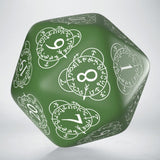 D20 Level Counter Green & White Die (1) QWS 20LEV14