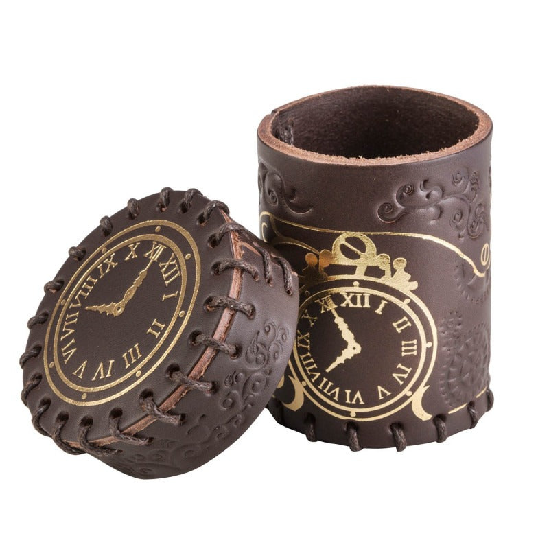 Steampunk Brown & Golden Leather Dice Cup QWS CSTE102