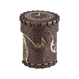 Steampunk Brown & Golden Leather Dice Cup QWS CSTE102