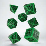 Celtic 3D Revised Green & Black Dice Set (7) QWS SCER15