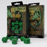 Celtic 3D Revised Green & Black Dice Set (7) QWS SCER15