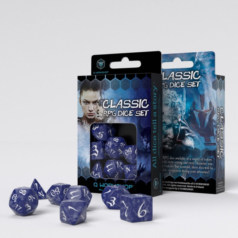 Classic RPG Cobalt & White Dice Set (7) QWS SCLE85