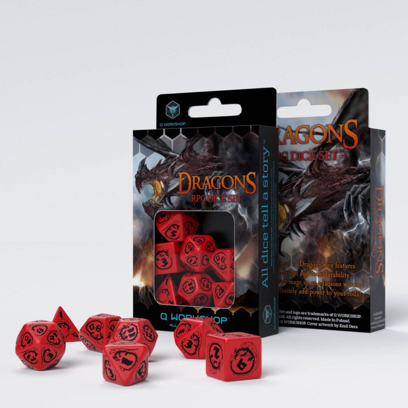Dragons Red & Black Dice Set (7) QWS SDRA04