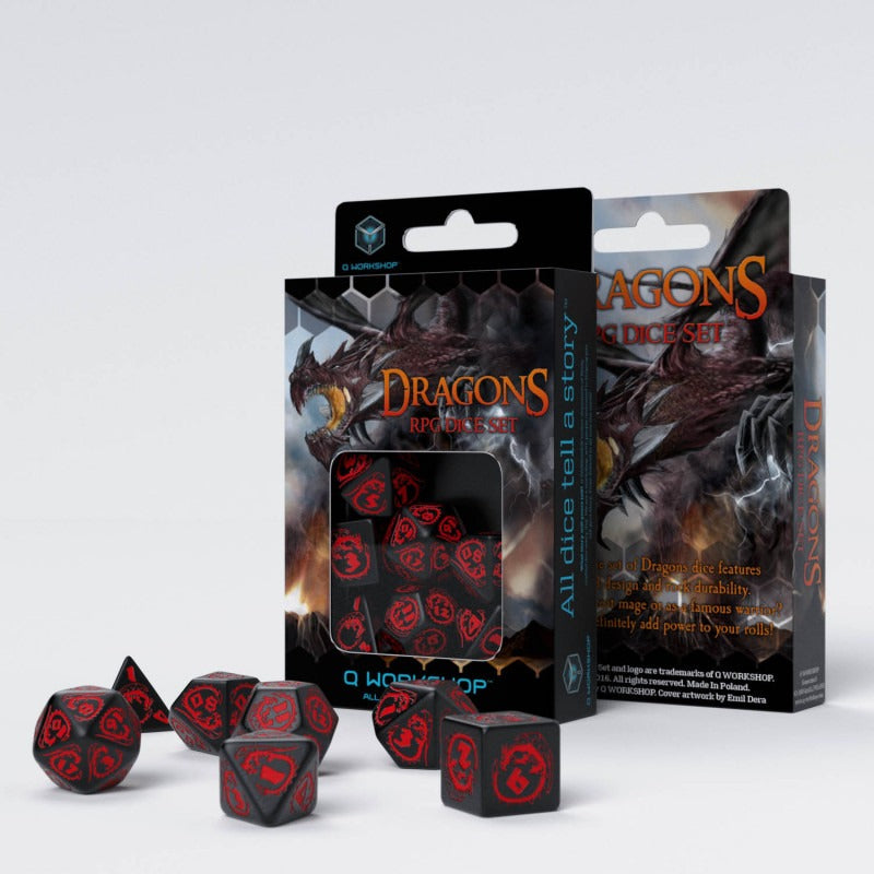 Dragons Black & Red Dice Set (7)QWS SDRA06