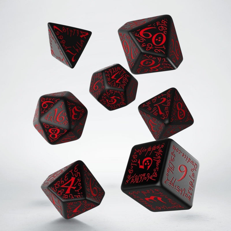 Elvish Black & Red Dice Set (7) QWS SELV06