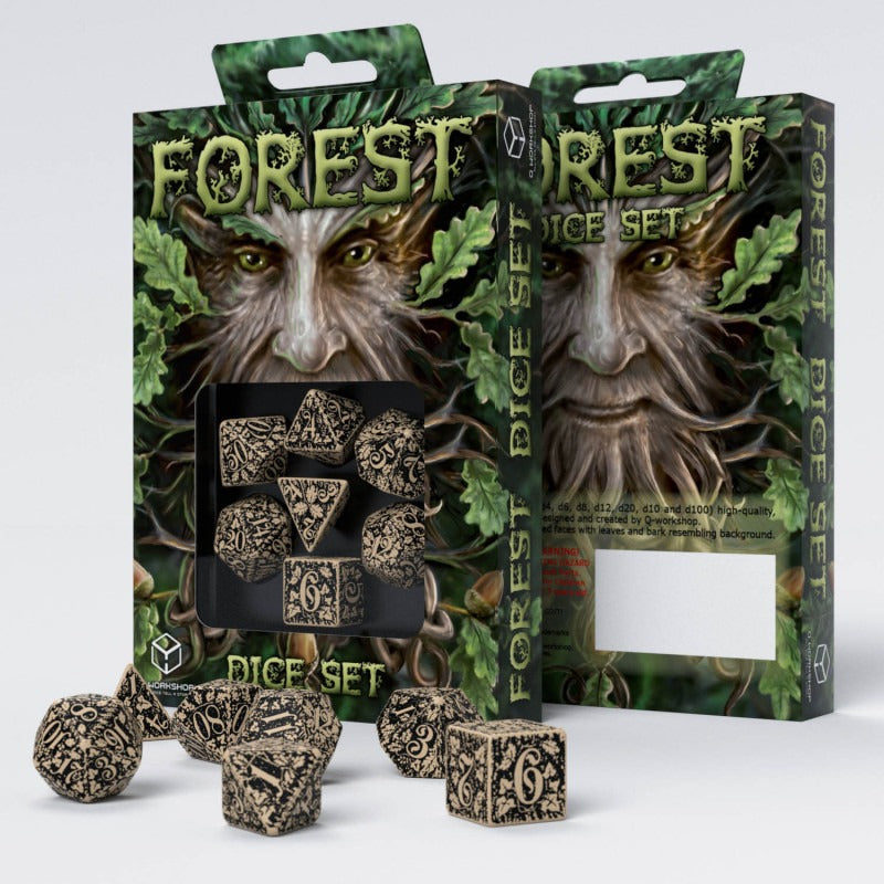Forest 3D Beige & Black Dice Set (7) QWS SFOR18