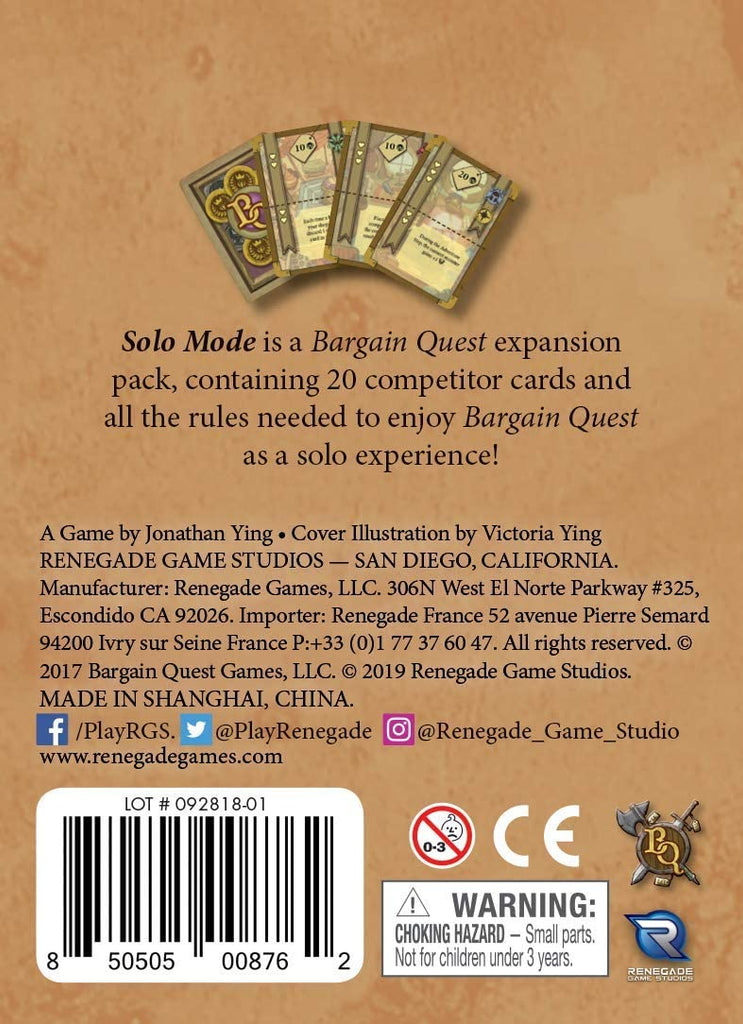 Bargain Quest: Solo Mode Expansion RGS 00876