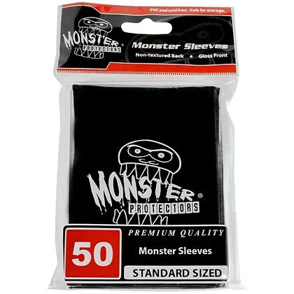 Monster Sleeves (50): Glossy Finish - Black - Monster Logo SDI MSL-LGA-BLK