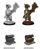 Bronze Dragon Wyrmling & Pile of Sea found Treasure: D&D Nolzur's Marvelous Miniatures WZK 90152