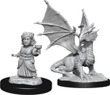 Silver Dragon Wyrmling & Female Halfling: D&D Nolzur's Marvelous Miniatures WZK 90153